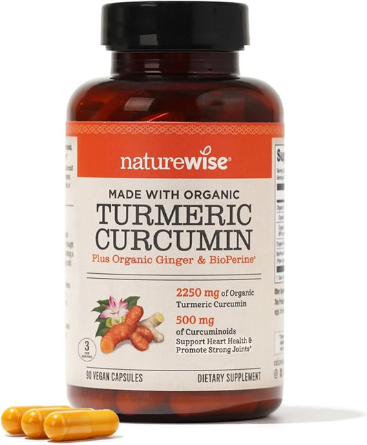 NatureWise Curcumin Turmeric 2250mg 95% Curcuminoids [1 Month 90 Count]