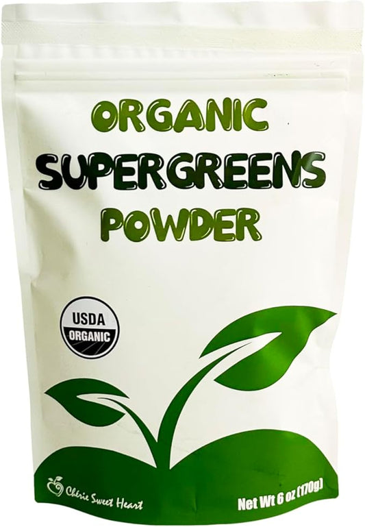 Cherie Sweet Heart Supergreens Powder - Green Superfood - Organic Greens Powder Super Greens - Smoothie Powder - Superfood Powder - Powdered Greens - 6 oz Super Greens Powder - 34 Servings