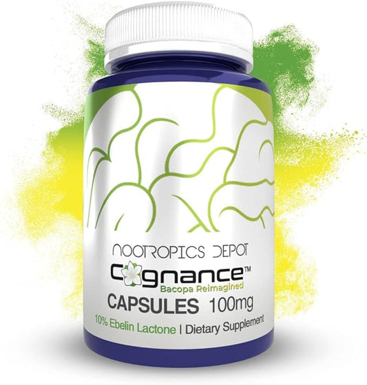 Nootropics Depot Cognance Enhanced Bacopa Capsules 100mg | 10% Ebelin 5-HT2A Activation, 180 Count 1)