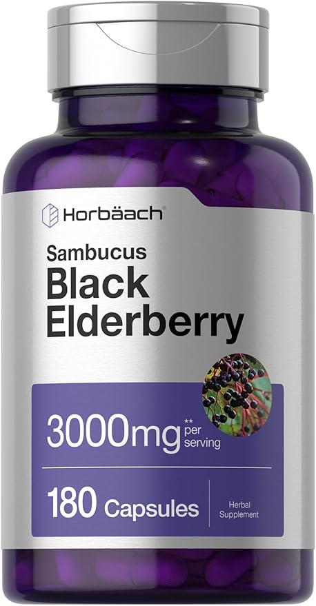 Horbäach Black Elderberry 3000mg Capsules 180 Count