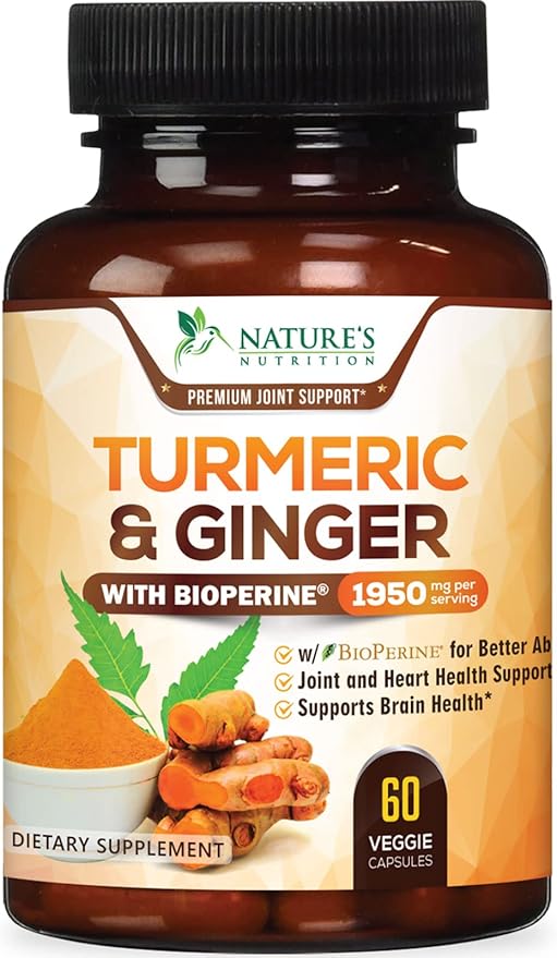 Turmeric Curcumin with BioPerine & Ginger 95% Curcuminoids 1950mg - 60 Capsules