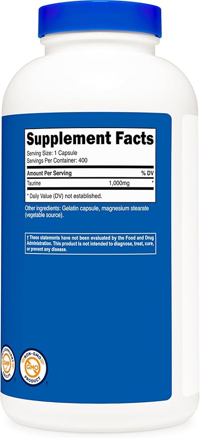 Nutricost Taurine 1000mg; 400 Capsules (3