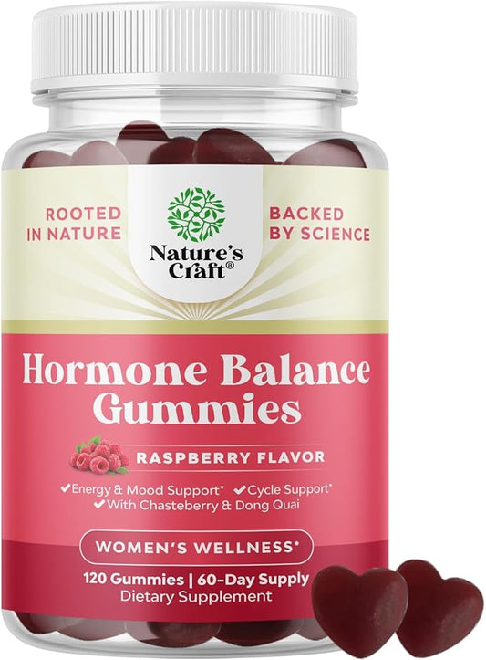 Hormone Balance for Women of All Ages - PMS Gummies and Cycle Support Supplements for Women with Vitamin B6 and Dong Quai Gummy Vitamin - Menopause Relief Mood Support Supplement PMS Support for Women