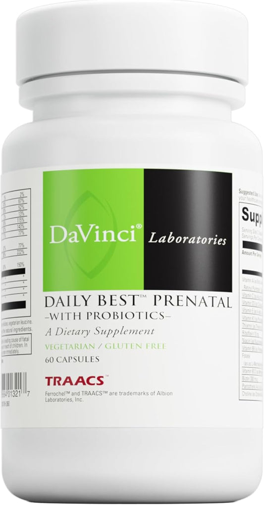 DAVINCI Labs Daily Best Prenatal with Probiotics 60 Capsules (30-Day Supply)
