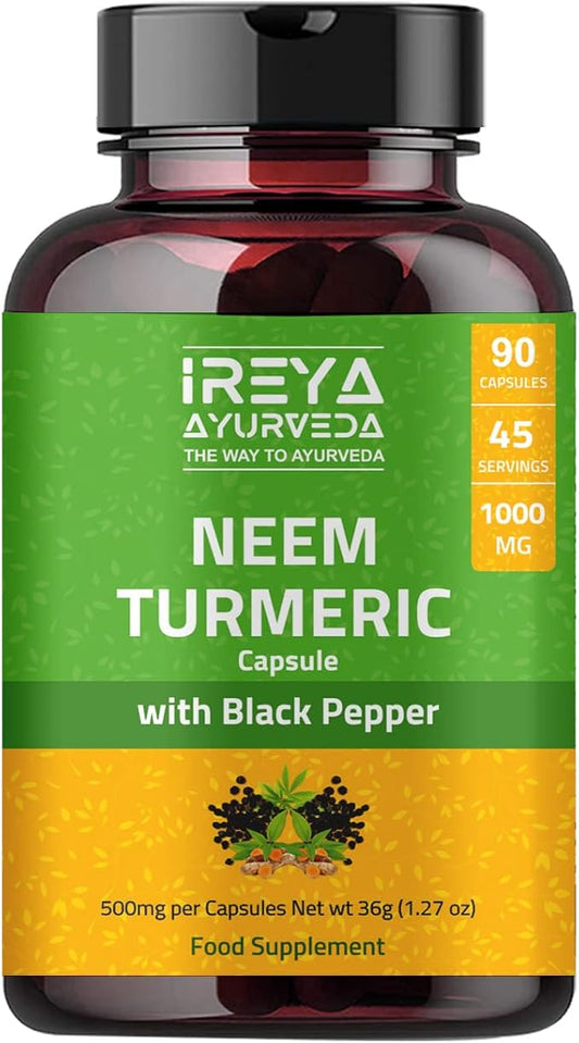 Neem Turmeric Capsules 90 Capsules 1000mg | (90 Capsules)