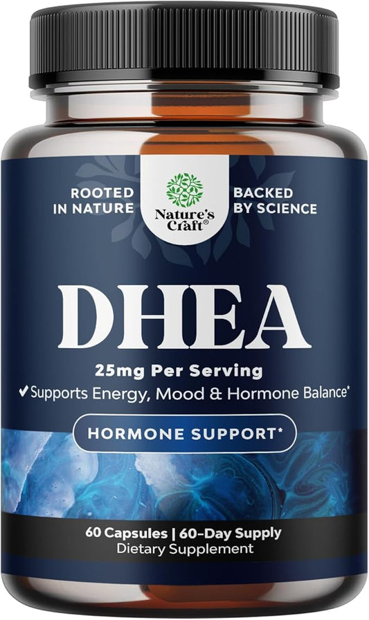 Pure DHEA 25mg for Women and Men - Extra Small Capsule High Absorption DHEA Supplement for Women & Men Mood Energy and Immune Support - & Women's Hormone Balance Supplement (2 Month Supply)