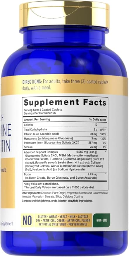 Carlyle Glucosamine Chondroitin MSM Turmeric 4050 mg 200 Count