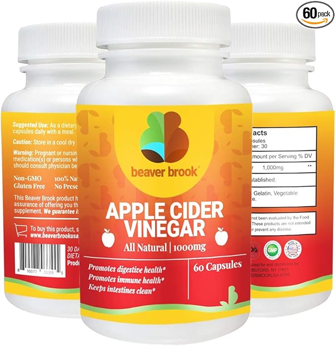 Apple Cider Vinegar All Natural Dietary 60 Capsules