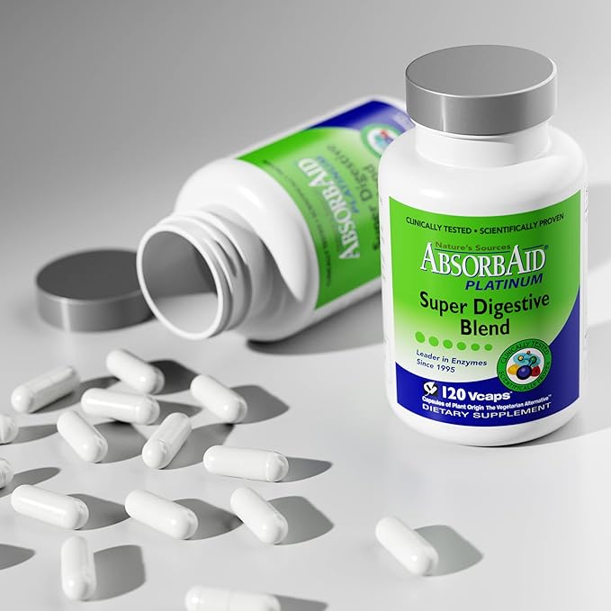 AbsorbAid Platinum Digestive Enzyme Support 120 12 Digestive 2 Probiotics
