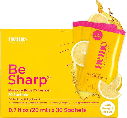 Be Sharp Liquid Omega 3 Brain Supplement 3, Turmeric 3-30 Day