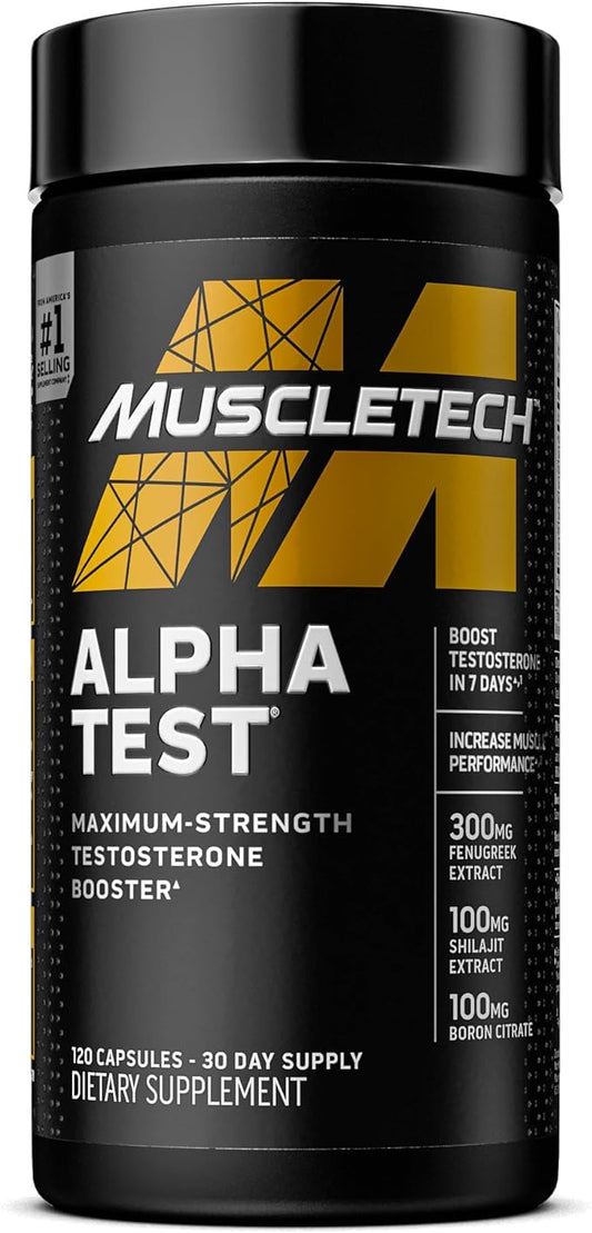 Testosterone Booster for Men, MuscleTech AlphaTest, 120 Pills