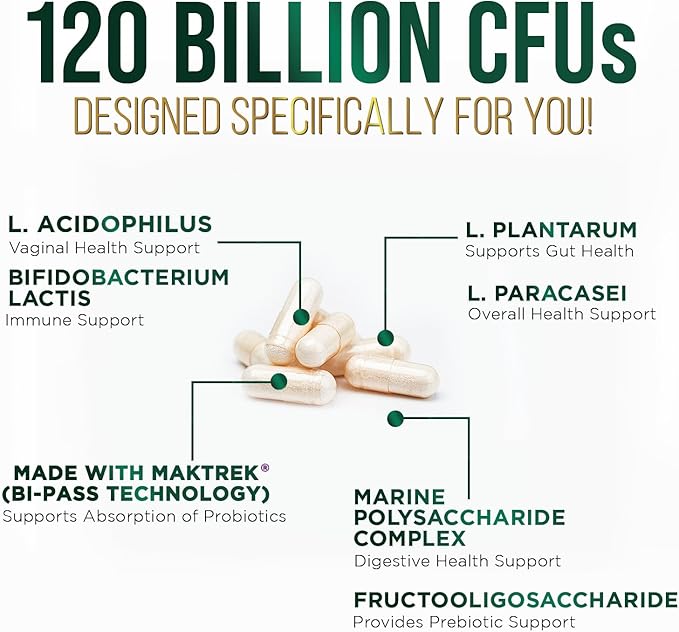 Probiotics for Digestive Health, 120 Billion 30 Capsules