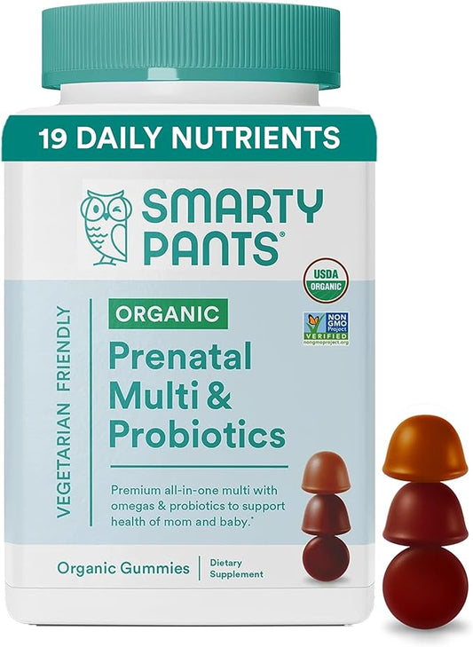 SmartyPants Organic Prenatal Vitamins for Women, 3 (ALA), D3, C, B12, B6, B6, Vitamin K2 & 120 Count (30 Day