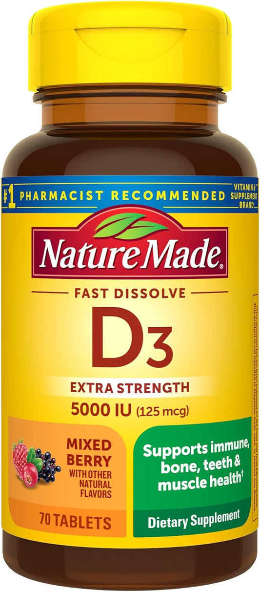 Nature Made Extra Strength Vitamin D3 5000 IU (125 mcg), 70 Sugar 70 Day