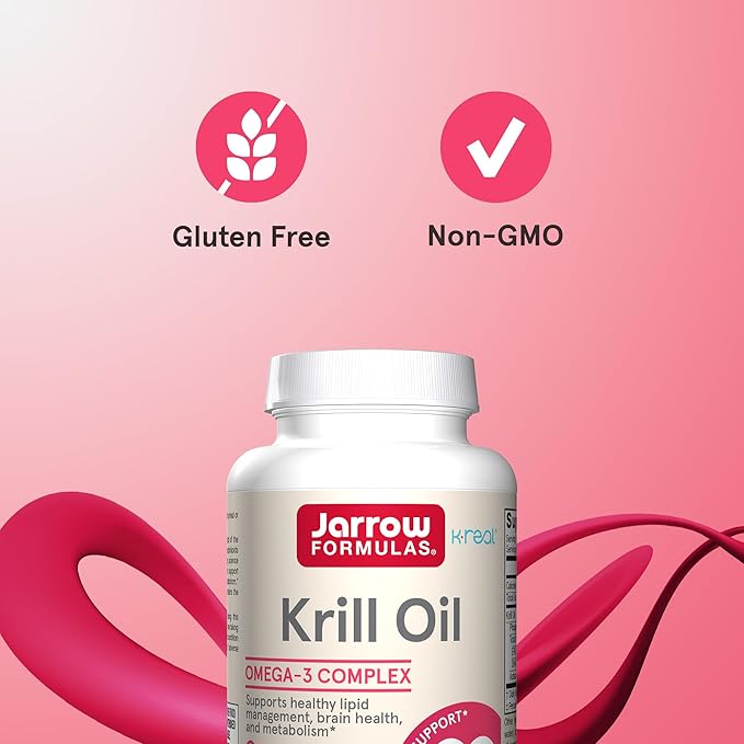 Jarrow Formulas Krill Oil - Phospholipid Omega-3 Complex with Astaxanthin - 120 Softgels - 60 Servings - Supports Lipid Management, Metabolism, Brain & Heart Health - EPA & DHA - Gluten Free - Non-GMO
