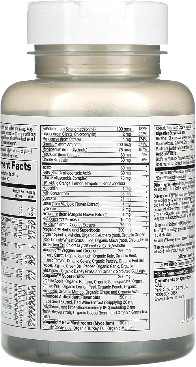 KAL Enhanced Energy Iron Free Tablets, 90 Count