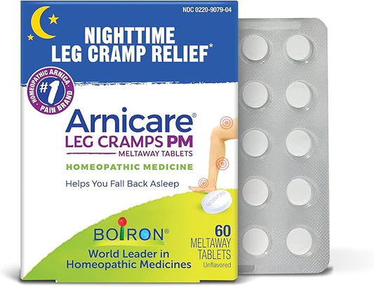 Boiron Arnicare Leg Cramps PM for Nighttime Relief from Cramping and Stiffness in Feet or Calves - 60 Tablets