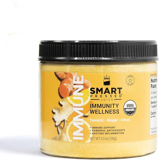 SMART Pressed Juice Immunity Wellness Drink with Organic Turmeric Curcumin Ginger Shot for Immune Support | Apple Cider Vinegar Lemon Ginger & Echinacea - Made in USA (30 Servings)