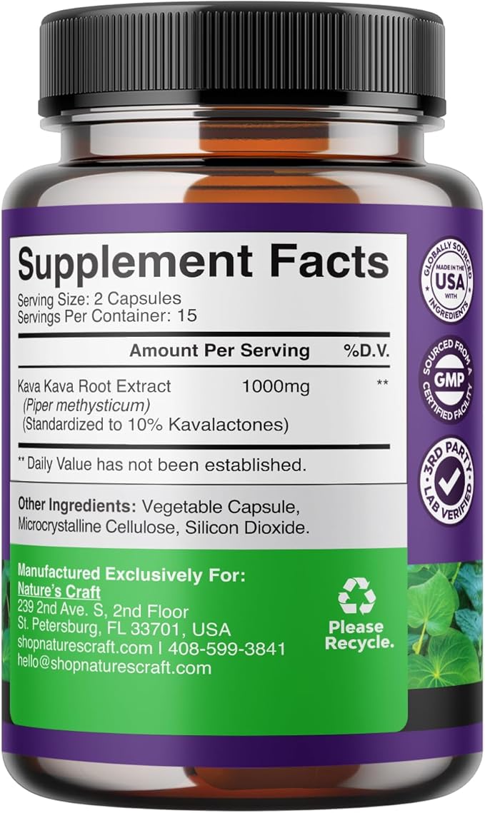 Kava Root Mood Support Supplement 1000mg Serving