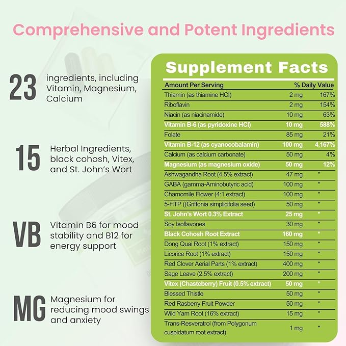 Mood Support & Hormone Balance &B6 Vitamins, 30 Serves