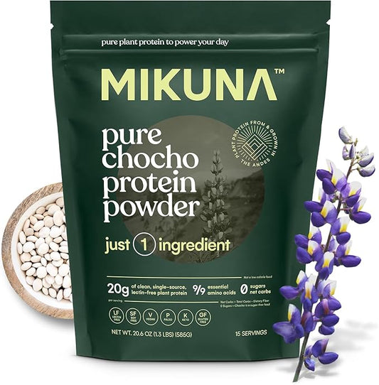 Mikuna Vegan Protein Powder (Unflavored, 15 Servings) - Plant Based Chocho Superfood Protein - Dairy Free Protein Powder Packed with Vitamins, Minerals & Fiber - Gluten, Keto & Lectin-Free