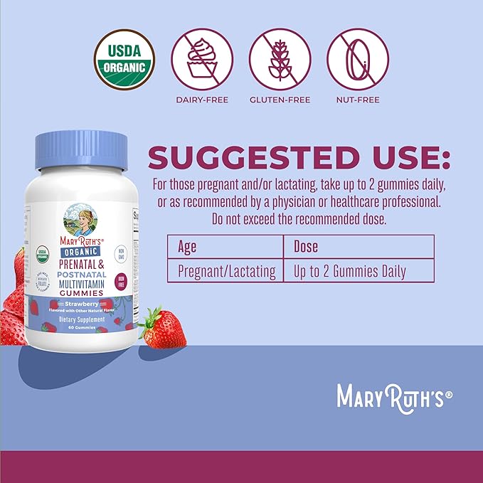 MaryRuth Organics Prenatal Vitamins for Women 800 mcg 30 Servings