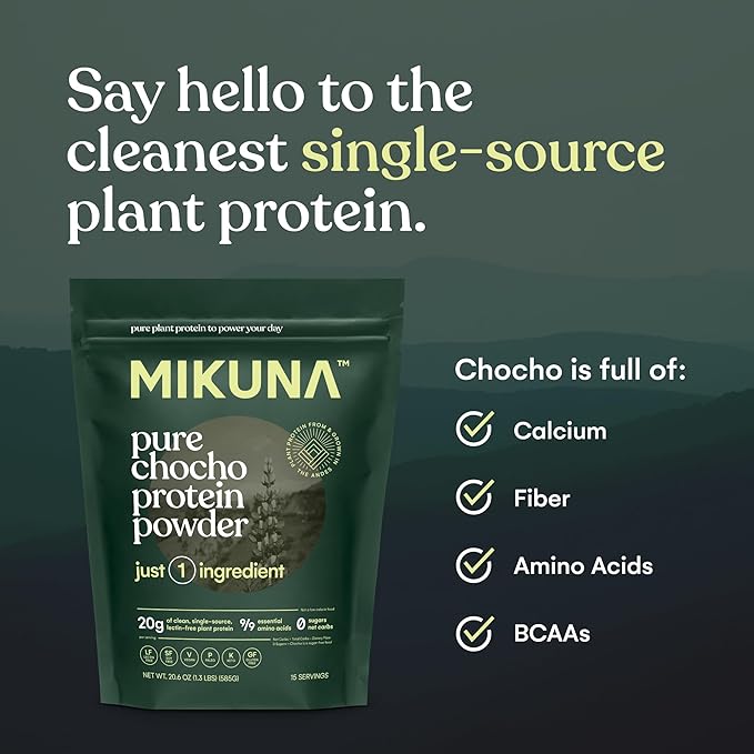 Mikuna Vegan Protein Powder (Unflavored, 15 Servings) - Plant Based Chocho Superfood Protein - Dairy Free Protein Powder Packed with Vitamins, Minerals & Fiber - Gluten, Keto & Lectin-Free
