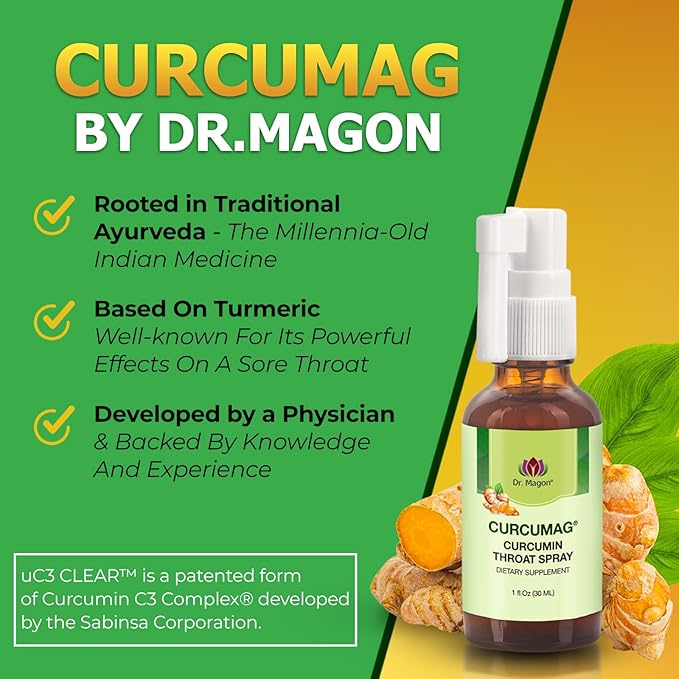 Natural Turmeric Curcumin Throat Spray by UC3 Clear 1 Fluid