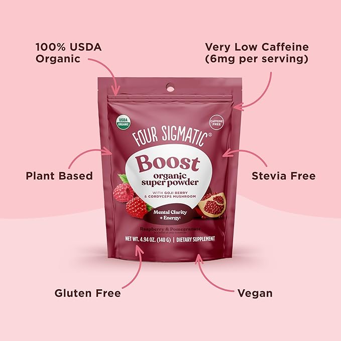 Four Sigmatic Organic Pre Workout Powder with Superfood Adaptogens & Antioxidants | Natural Pre Workout with Beetroot Powder, Cordyceps, Garcinia Cambogia & Goji Berry | Natural Pre-Workout (4.94 oz.)