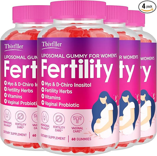 Fertility Supplements for Women, Prenatal Vitamins with Myo-Inositol & D-Chiro Inositol, Folate, Herbs, for Hormonal Balance, Fertility & Vaginal Care, 240 Prenatal Gummies (Raspberry)