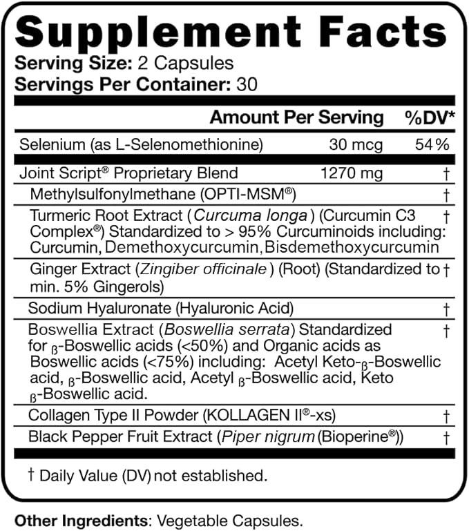 Suzy Cohen Joint Script Joint Support C3 Curcumin