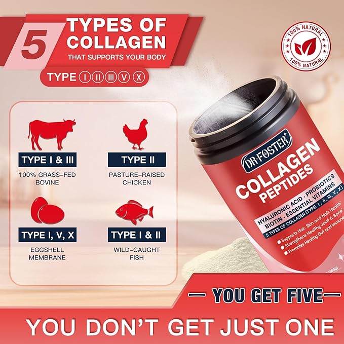 Multi-Collagen-Peptide-Powder with Probiotics, 50 Servings of