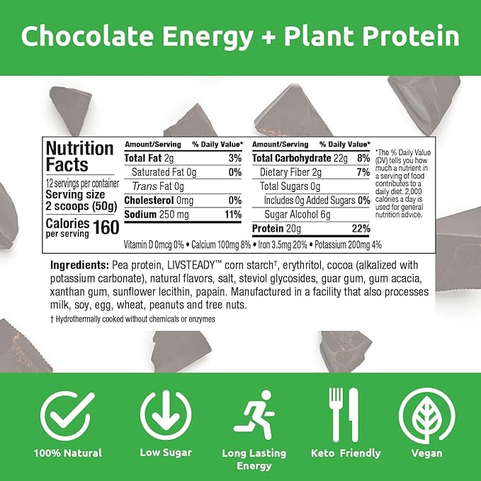 UCAN Energy + Plant Protein Powder 20g Pea -12 Servings