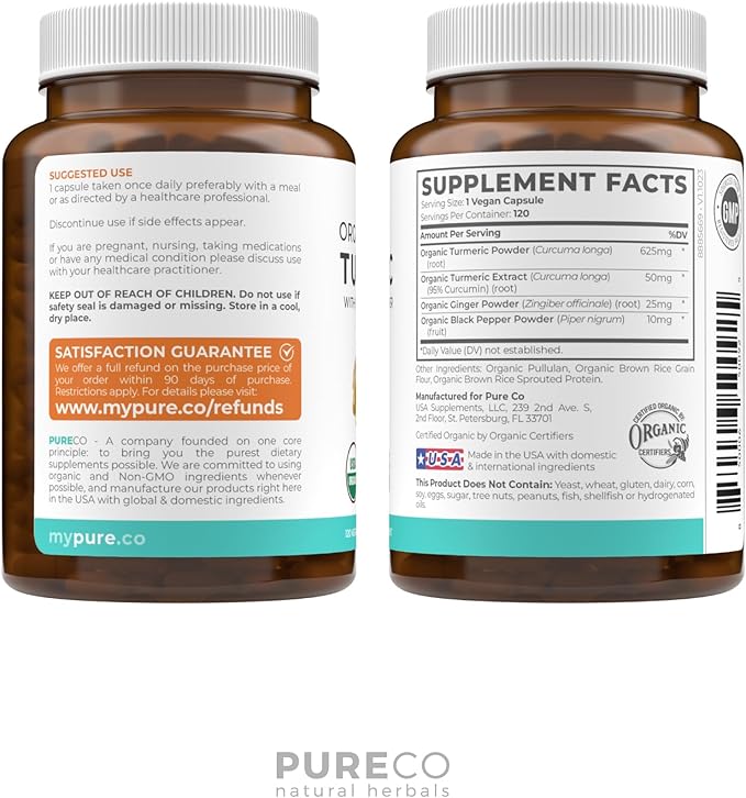 USDA Organic Turmeric Curcumin with Black (4 Month 120 Vegan