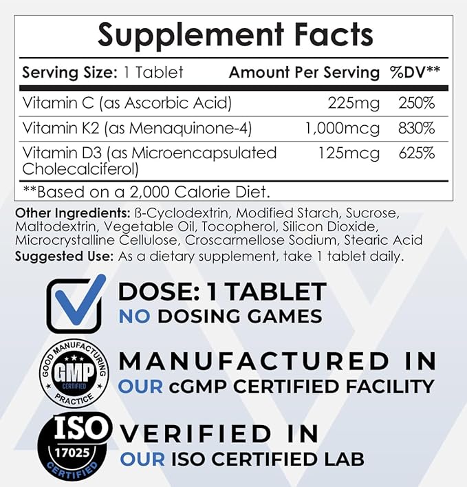 Nootropics Depot Vitamin D3 + K2 365 Count Menaquinone-4 (MK-4) (MK-4) |