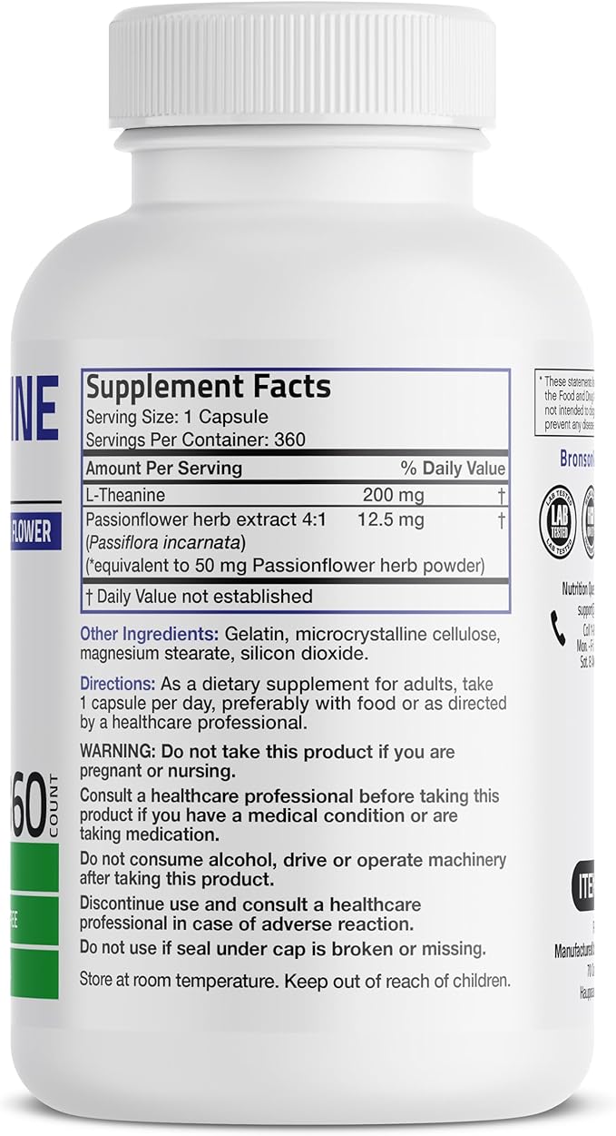 Bronson L-Theanine 200mg (Double-Strength) with Passion 360 Capsules