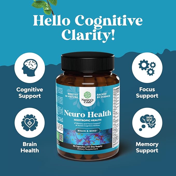Advanced Nootropic Brain Supplement for Memory and Focus Enhancement - Synergetic Mental Energy and Focus Supplements for Cognitive Enhancement - Vitamins for Mind Memory & Brain Health - 45 Servings