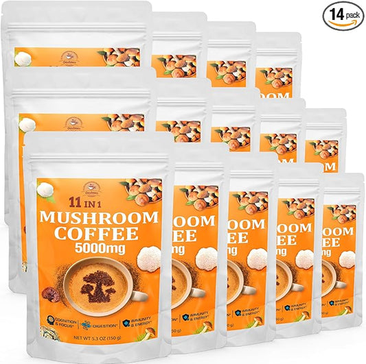 Mushroom Coffee - Mushroom Coffee Organic with 11 Superfood Mushrooms, Includes Lion's Mane, Reishi, Chaga, Cordyceps and Adaptogen*, Mushroom Supplement for Energy, Focus, Memory and Immunity -74.2oz