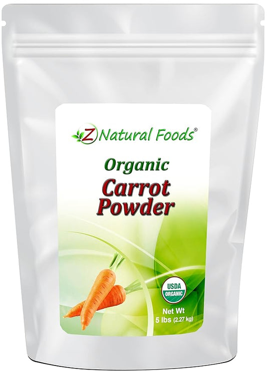 Z Natural Foods Organic Carrot Powder, Natural Superfood Powder for Vision and Heart Health, Great in Juices, Smoothies, and Recipes, Non-GMO, Vegan, Gluten-Free, Kosher, 5 lbs