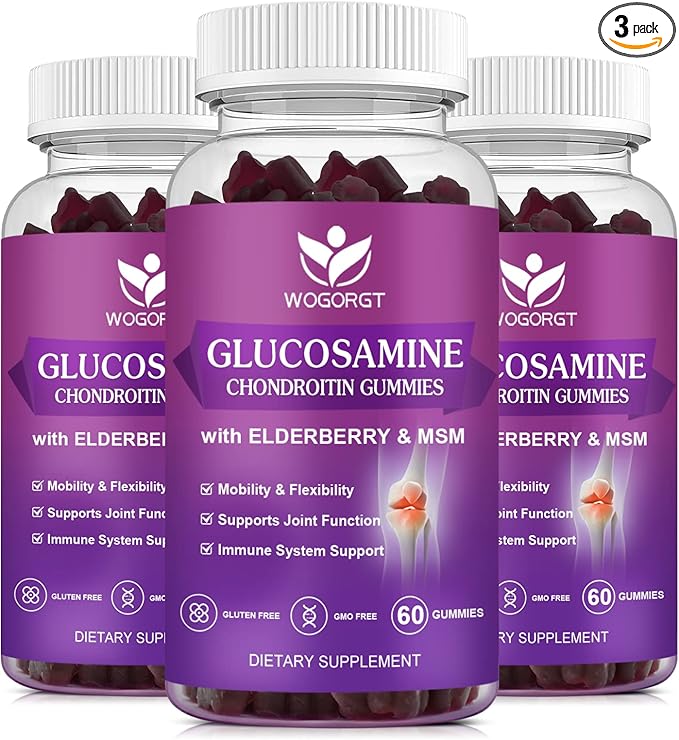 Glucosamine Chondroitin Gummies with MSM & Elderberry 1500mg Glucosamine 60 Gummies (3 Pack)