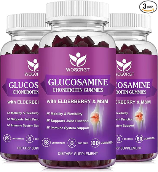 Glucosamine Chondroitin Gummies with MSM & Elderberry 1500mg Glucosamine 60 Gummies (3 Pack)