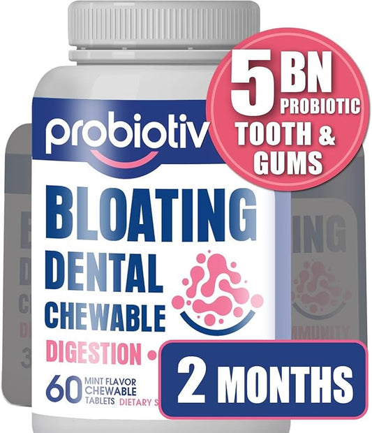 Chewable Probiotics Bloating Relief for Women 5 Billion (60 Count)