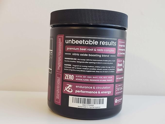 NutraChamps Beet Root Powder Circulation Supplement, Superfood Powder Nitric Oxide Supplement with Beetroot Juice, Super Reds Powder & Grape Seed Extract, No Sugar Beet Supplement - 8.74 Oz