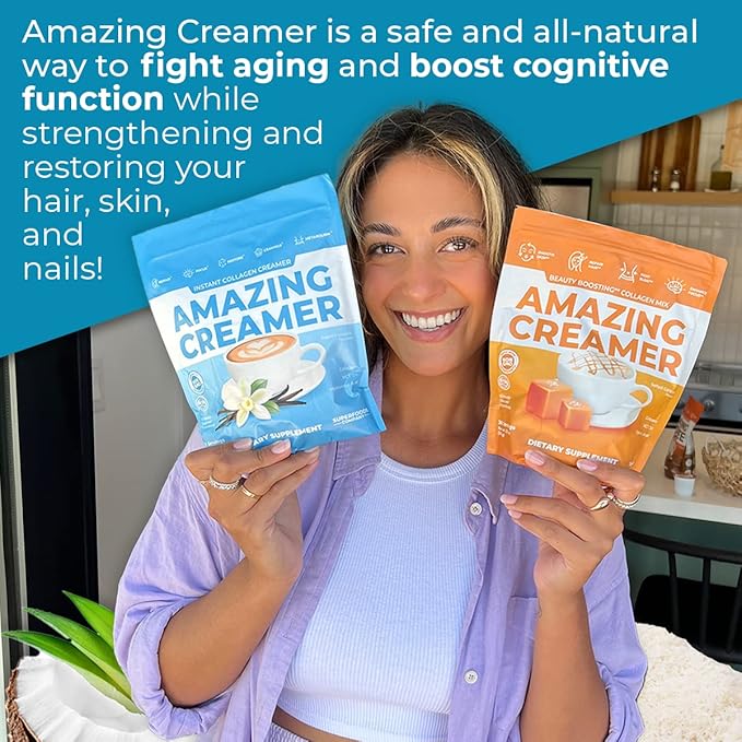 Superfoods Company Amazing Creamer with Collagen - Keto Creamer-Hyaluronic Acid & MCT Oil - Brain Boost & Curbs Cravings - Supports Healthy Skin & Hair - Diet-Friendly [60 Servings] [Vanilla]