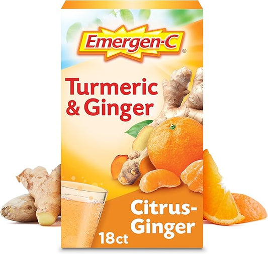 Emergen-C Citrus-Ginger Fizzy Drink Mix, Turmeric 18 Count