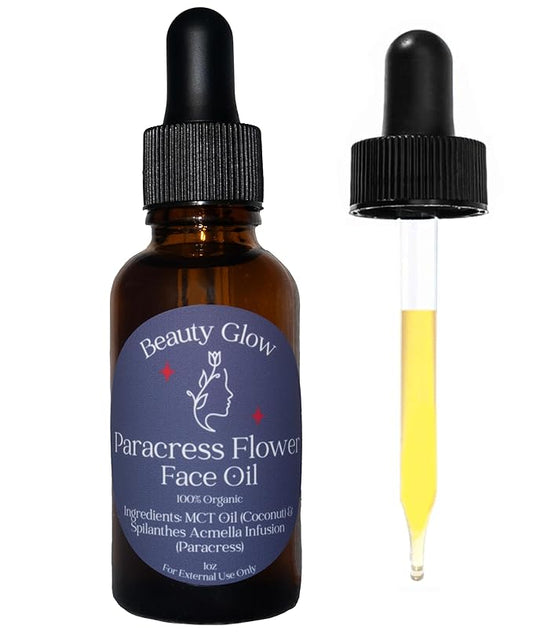 Paracress Flower Spilanthes Facial Oil Organic Serum for Face MCT Oil Infused with Paracress Spilanthes Acmella Oleracea Flowers for Anti-Aging Anti-Wrinkle Moisturizing Miracle Serum 1 Fl Oz