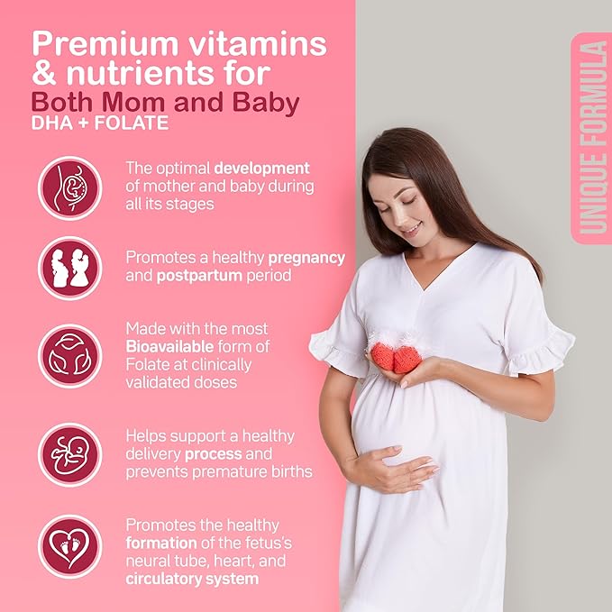 Premium Prenatal & Postnatal Vitamins: Folate, B12, Multivitamin 30 Days