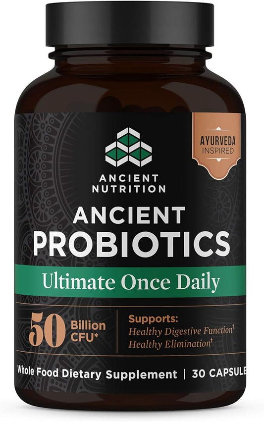 Ancient Nutrition Probiotics, Ultimate with Turmeric, 50 Billion 30 Capsules
