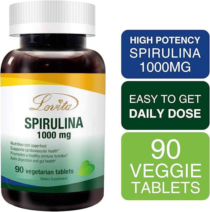 Lovita Organic Spirulina 1000mg per Tablet, 100% Vegan 90 Vegetarian 3)