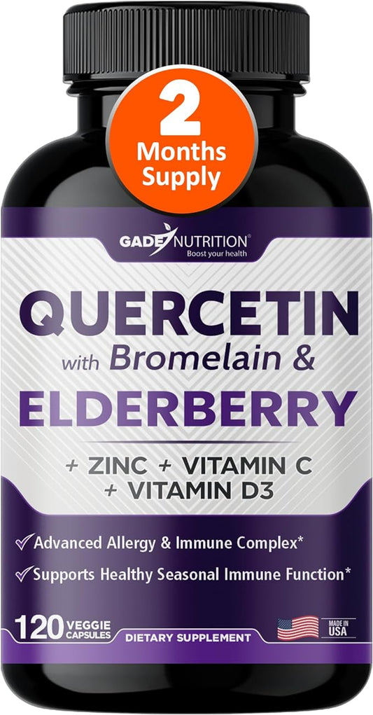Quercetin with Vitamin C and Zinc 500mg - D3 - 6 in 1 Daily
